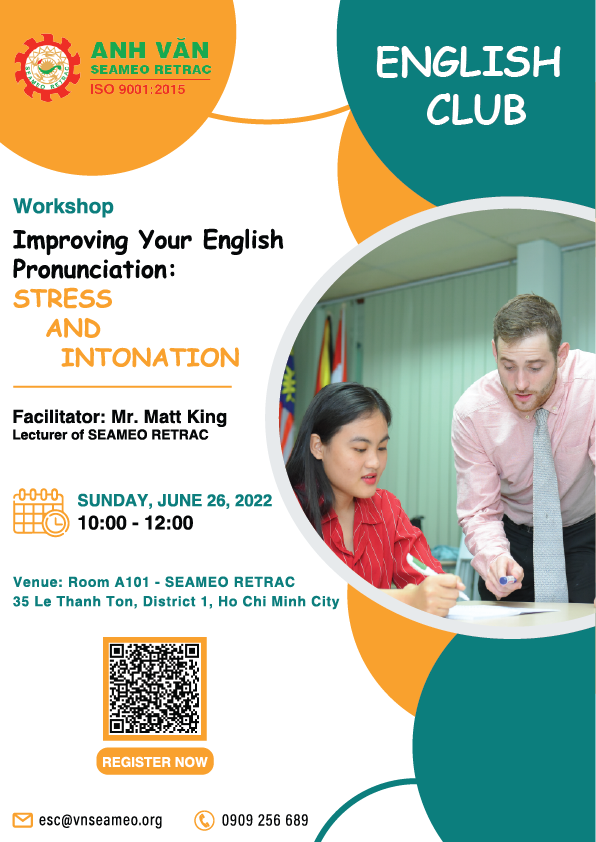 Workshop titled “Improving Your English Pronunciation: Stress and Intonation”