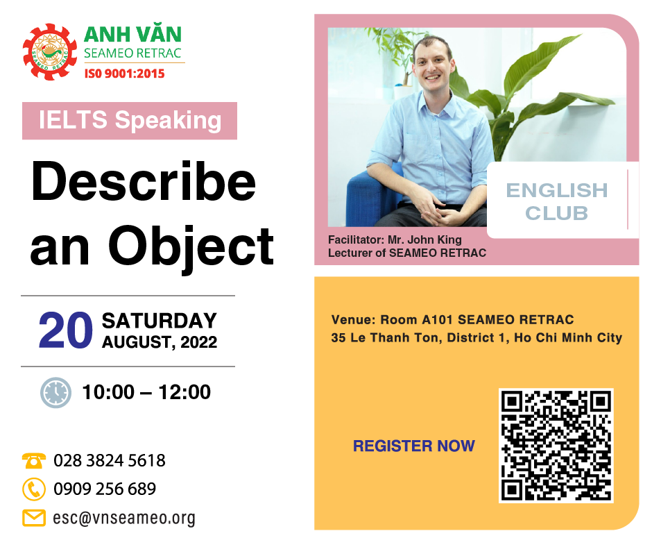 English club titled “IELTS SPEAKING: DESCRIBE AN OBJECT”