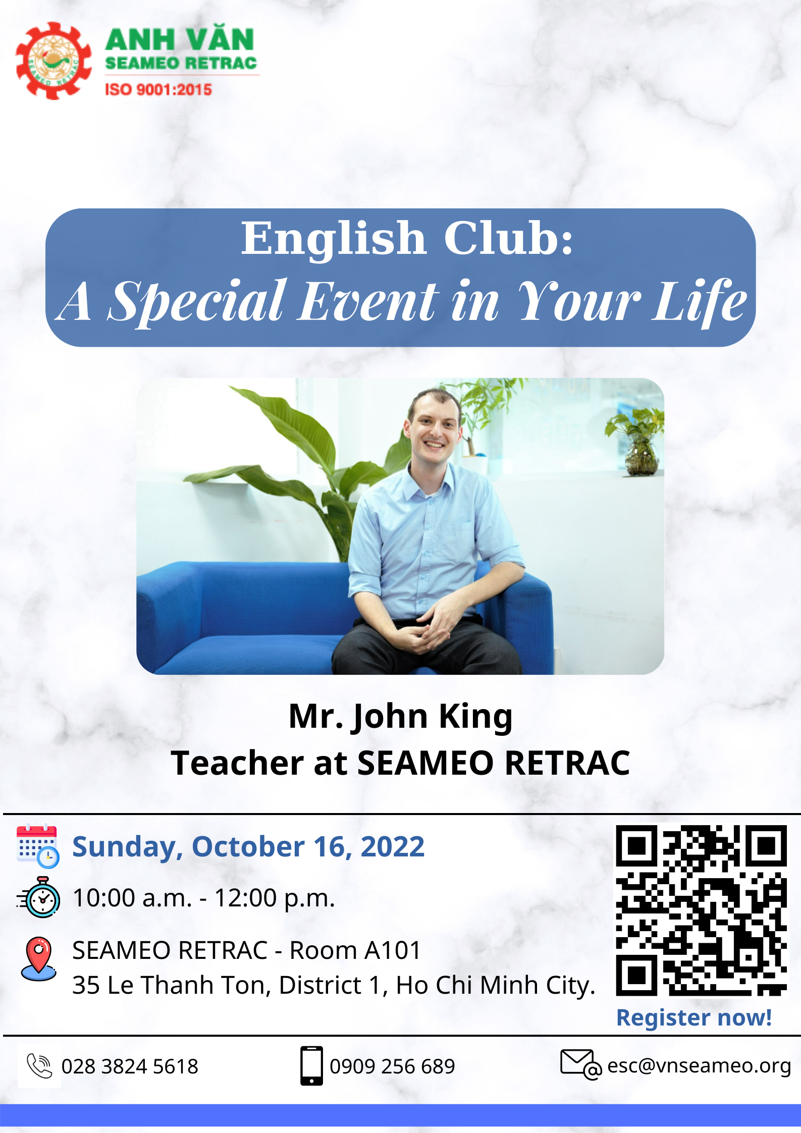English club titled “A SPECIAL EVENT IN YOUR LIFE”