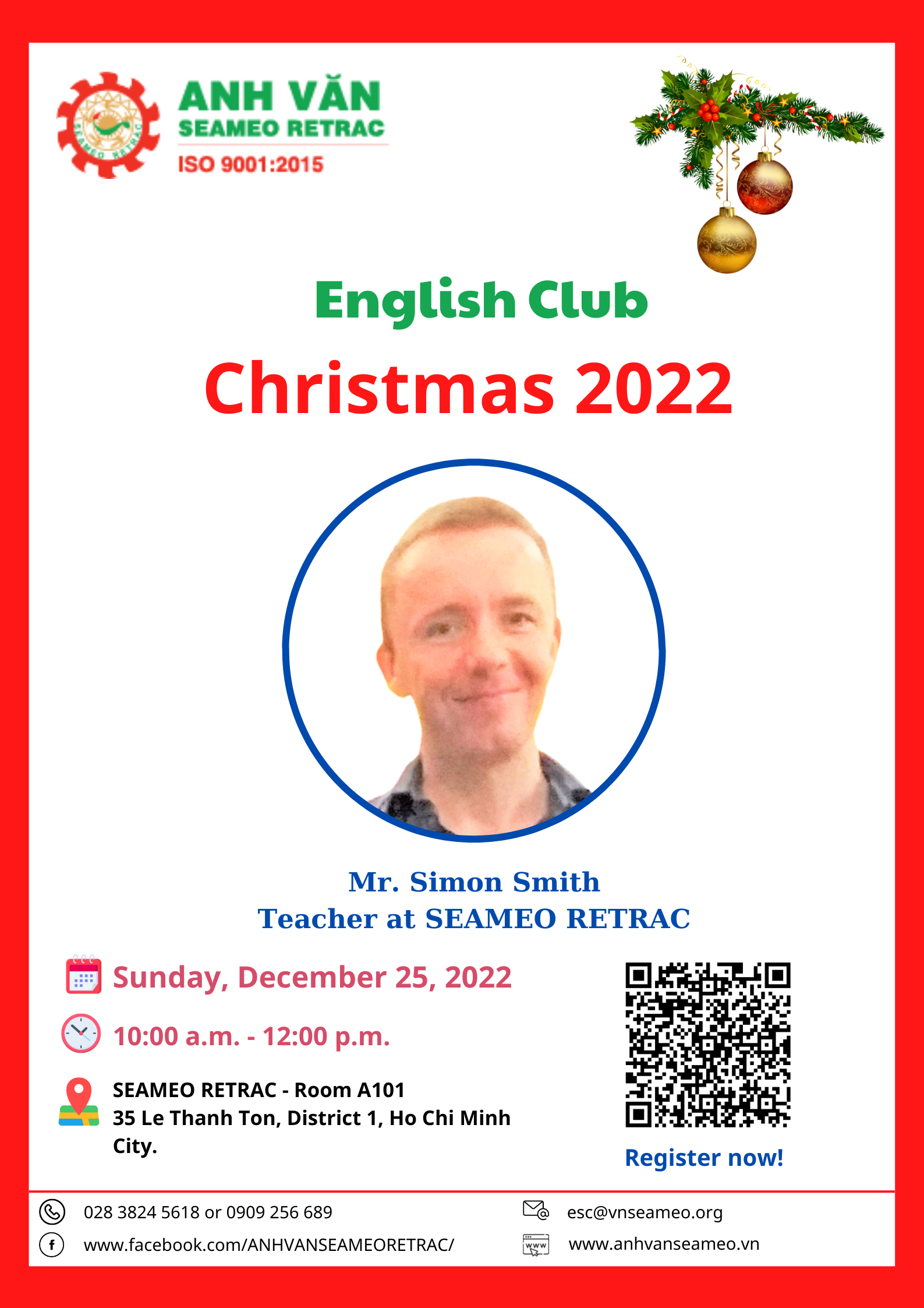 Câu lạc bộ tiếng Anh với chủ đề “Christmas 2022”