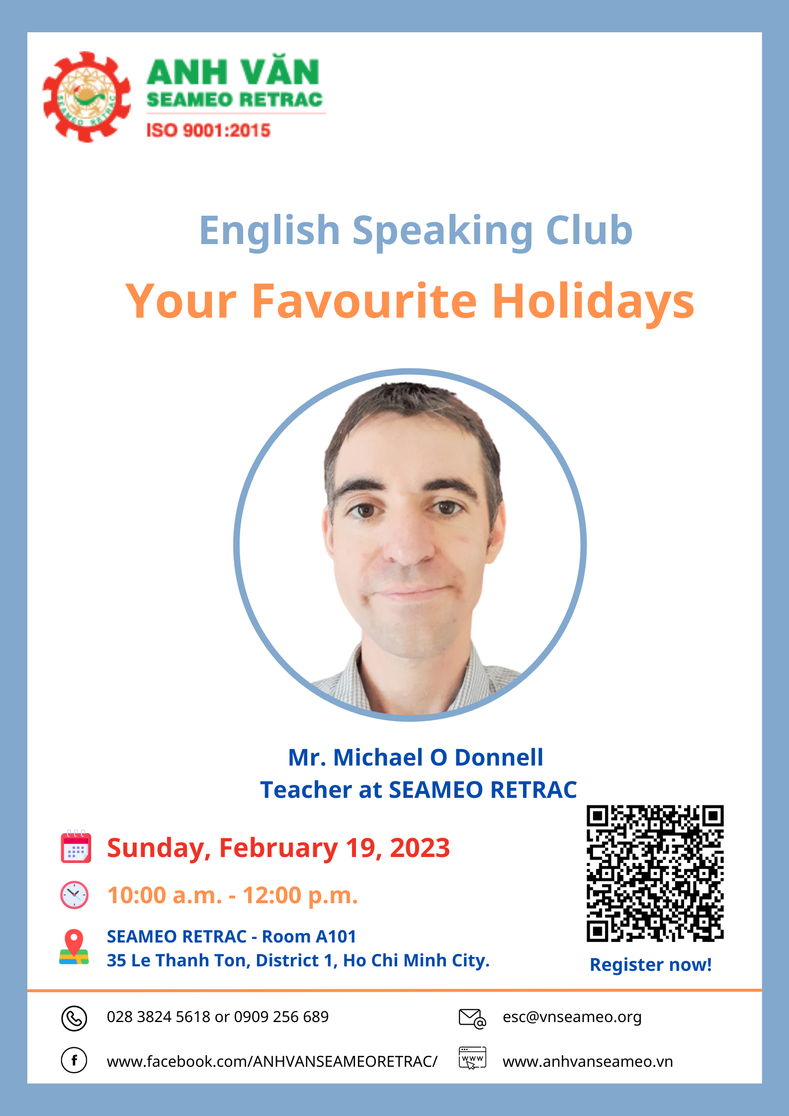 English Speaking Club titled “Your Favorite Holidays”