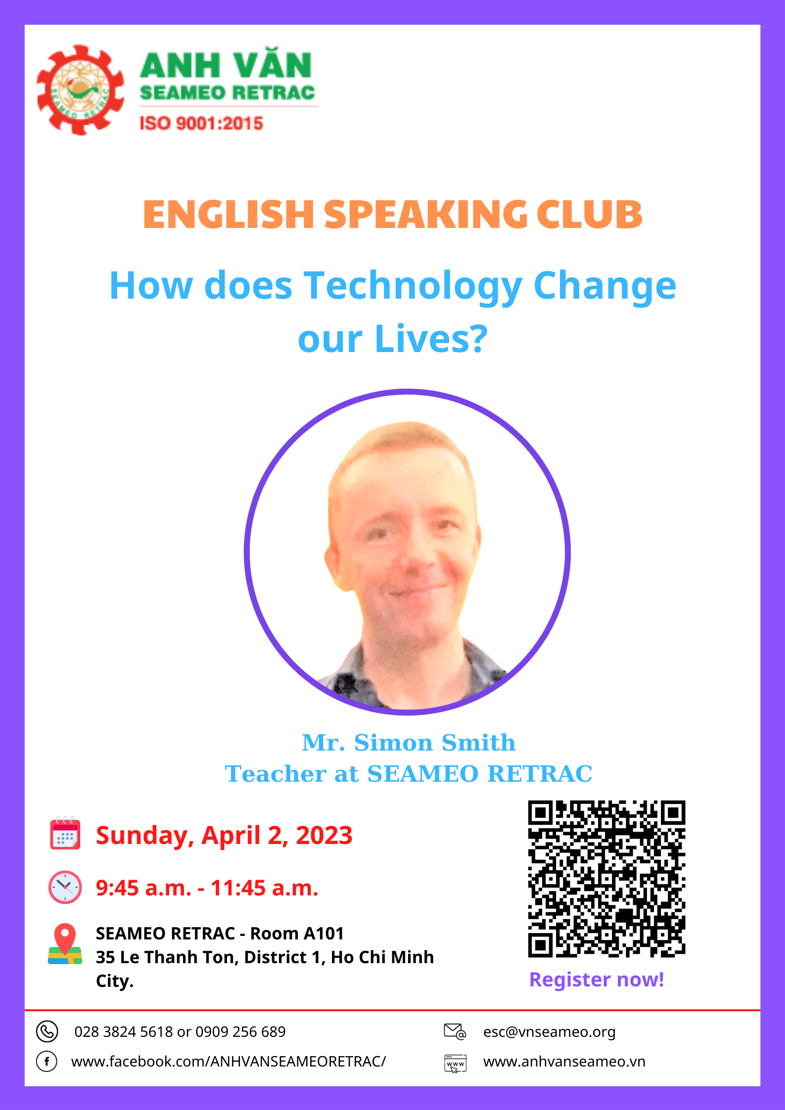 English Speaking Club titled “How does Technology Change our Lives?”