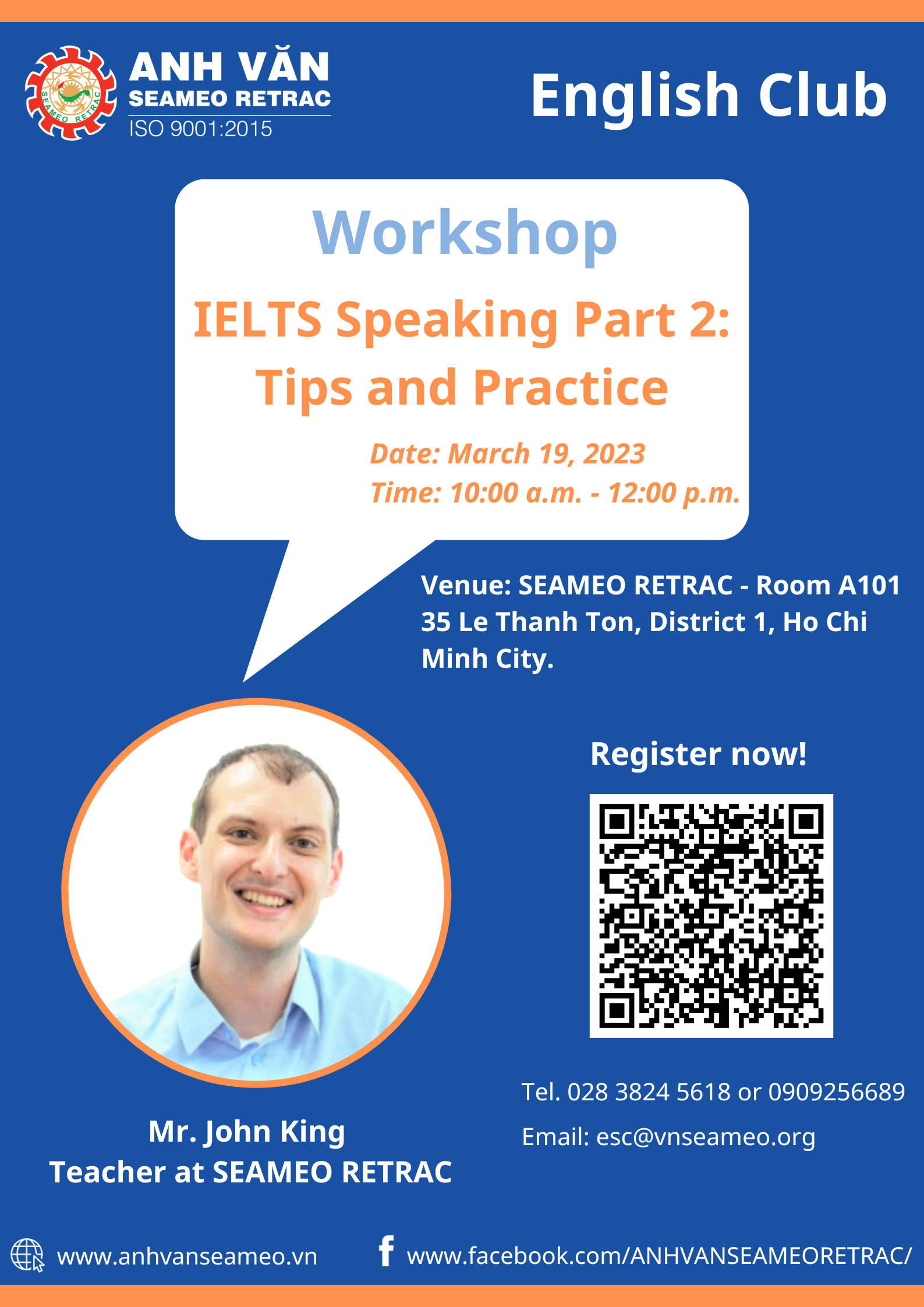 Workshop titled “IELTS Speaking Part 2: Tips and Practice”