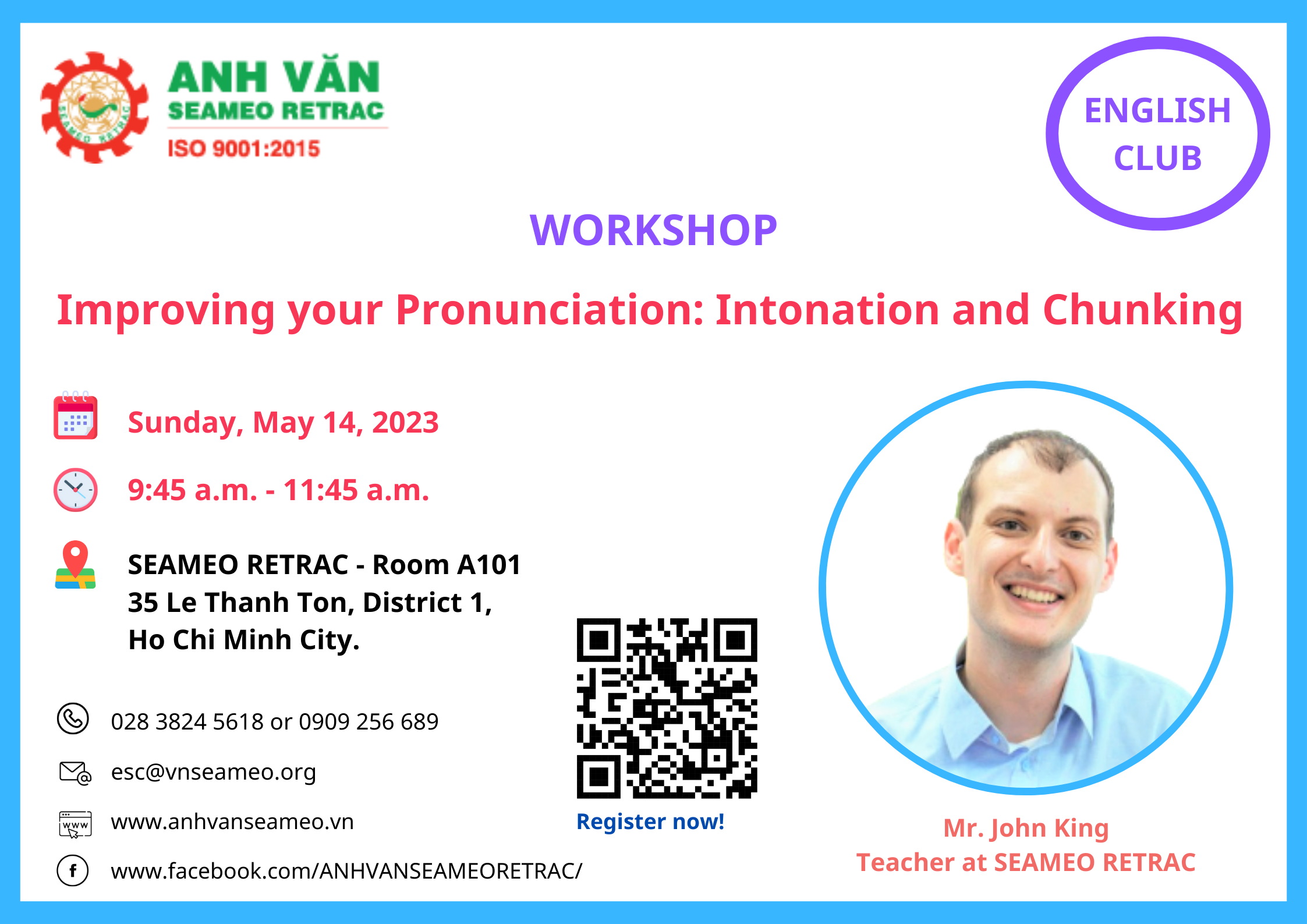 Workshop on “IMPROVING YOUR PRONUNCIATION: INTONATION AND CHUNKING”