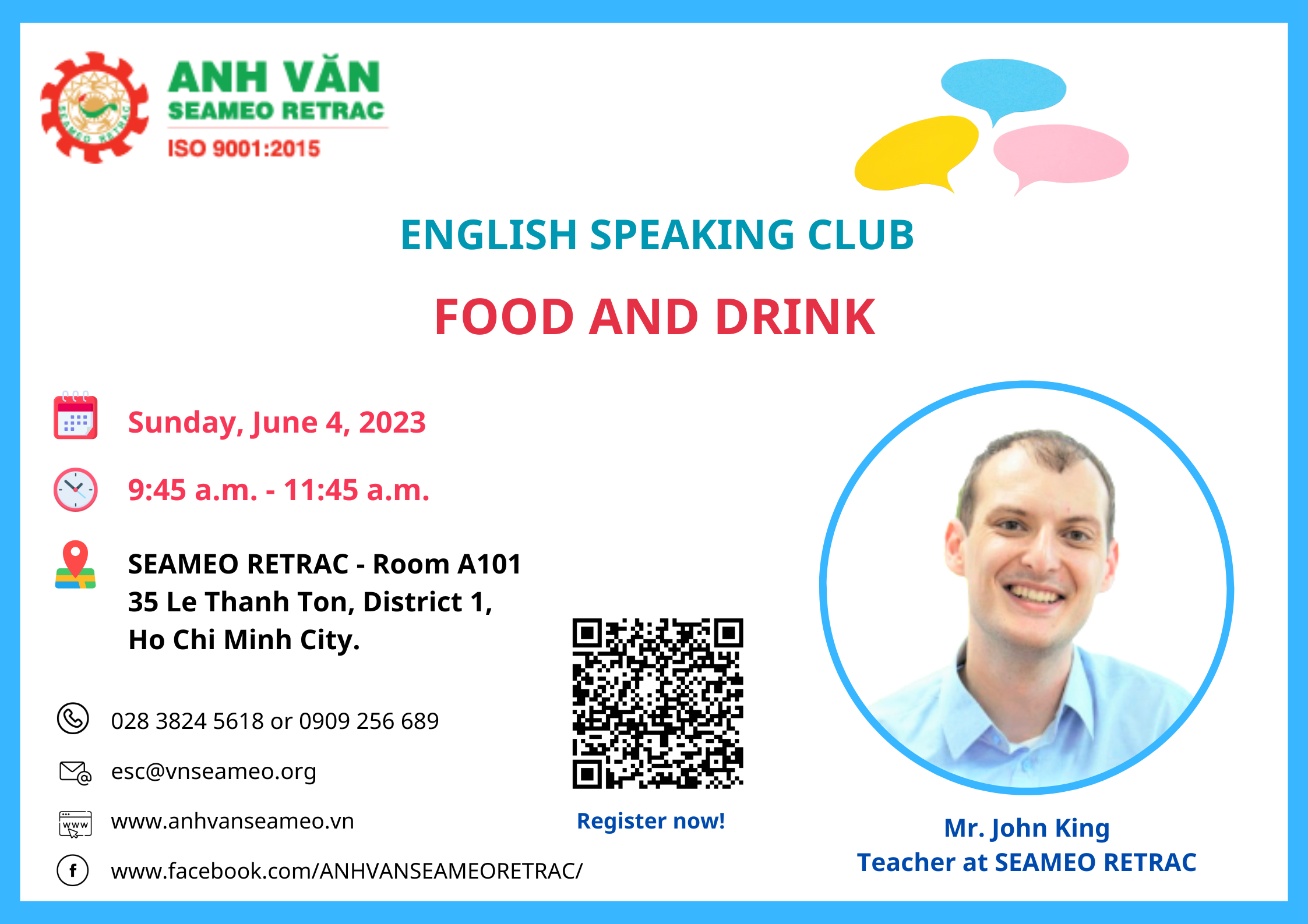 English Speaking Club titled “Food and Drink”