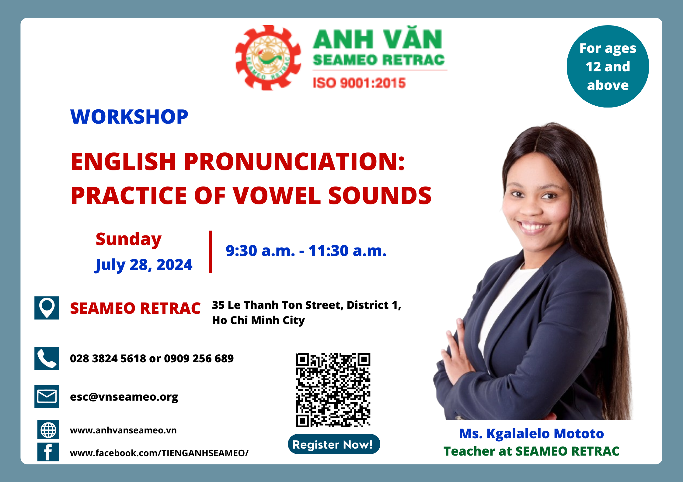 Workshop “English Pronunciation: Practice of Vowel Sounds”