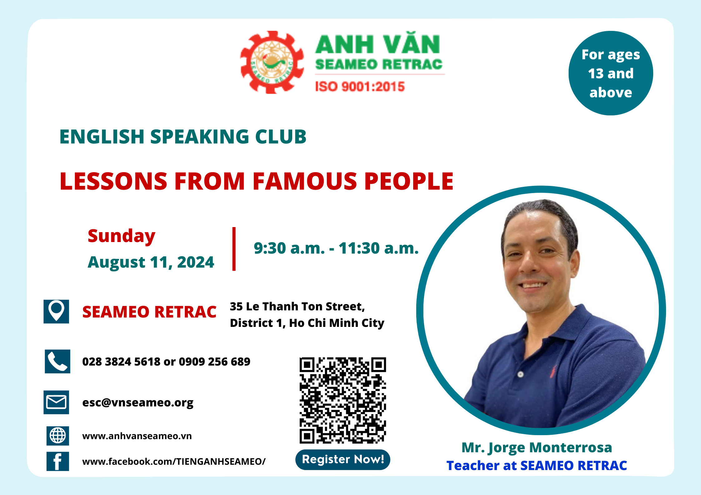 English Speaking Club: “Lessons from Famous People”