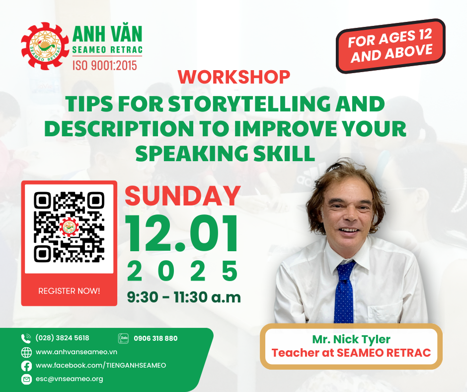 Workshop: “Tips for Storytelling and Description to improve your Speaking skill”